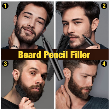 Results using the beard pencil filler on beard and moustache. Fuller beard lines after use